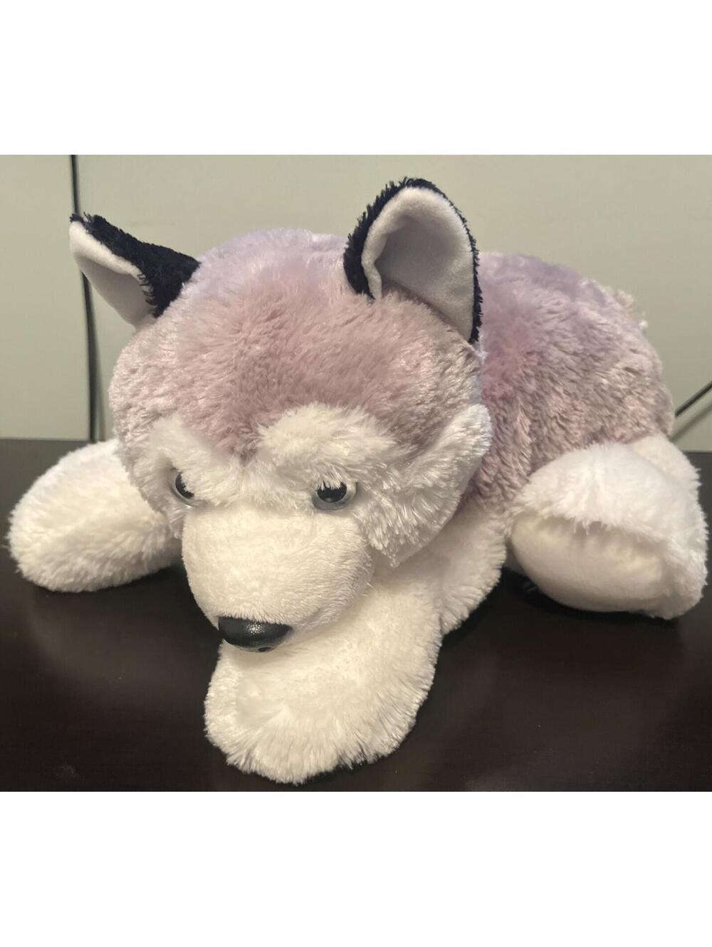 Aurora Sitting Husky Plush Stuffed Animal 14" Wolf Malamute Dog Gray And White !